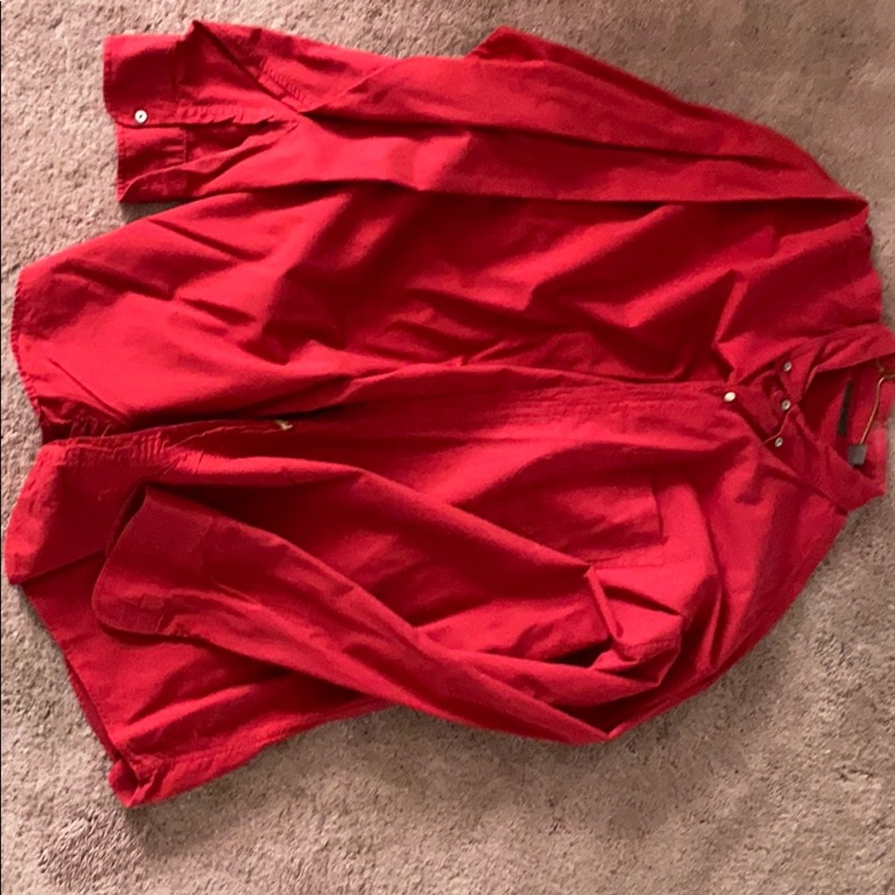 Deep red button up